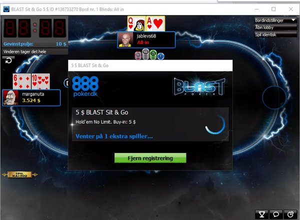 888 Blast Sit-and-Go poker